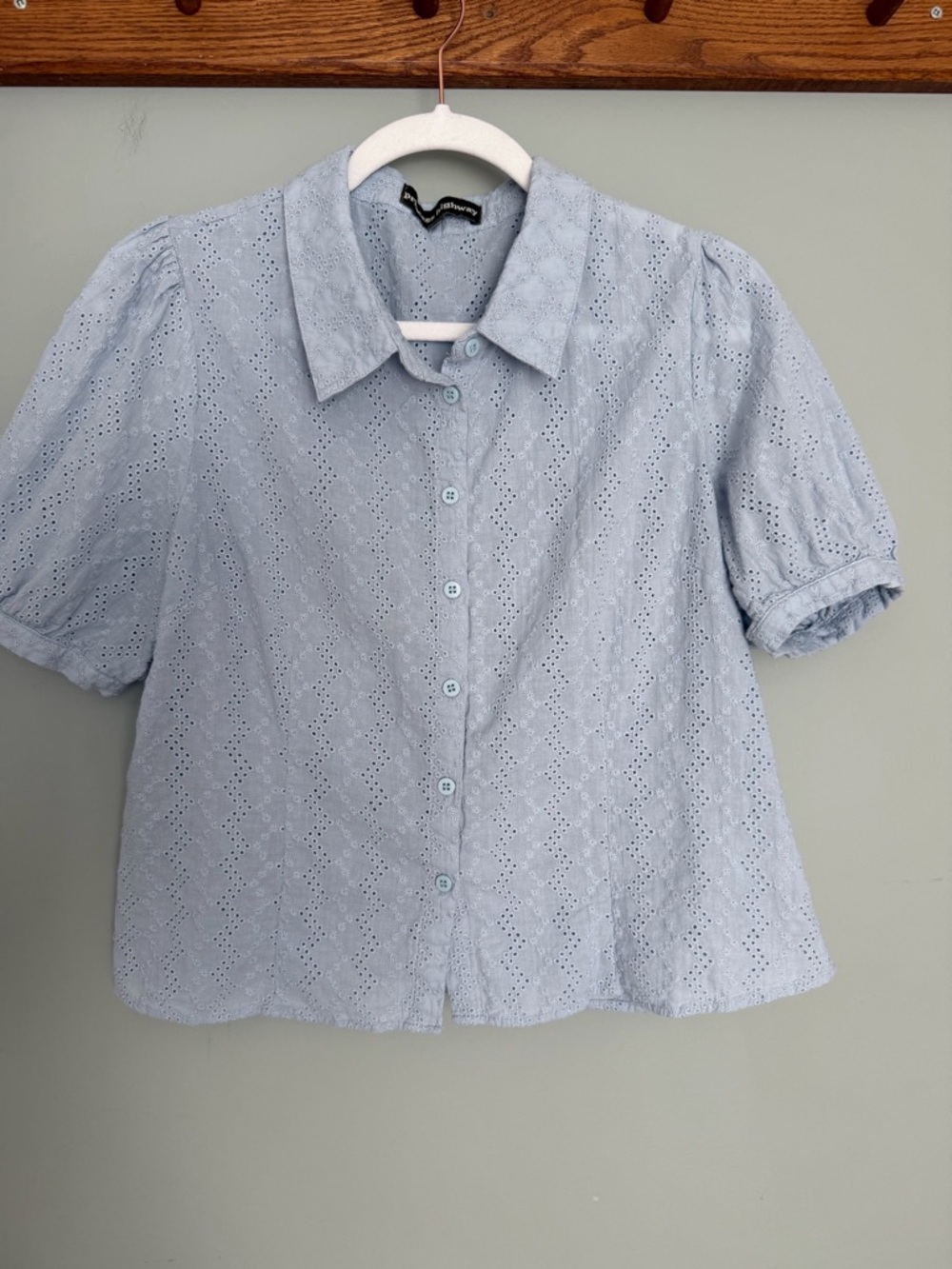 Princess Highway 100% Cotton Blue Eyelet Girlhoodcore Button Down Shirt